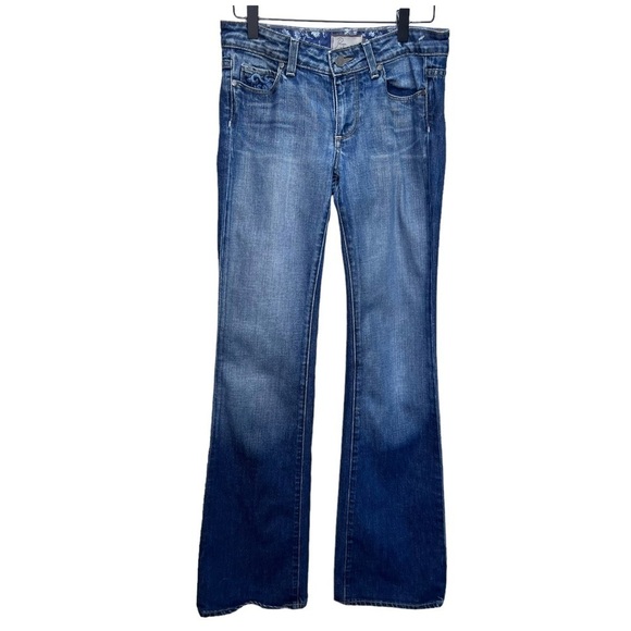 Paige Hollywood Hills Bootcut Jeans Low-Rise Stretch Medium Blue Wash Size 27 - Picture 1 of 16